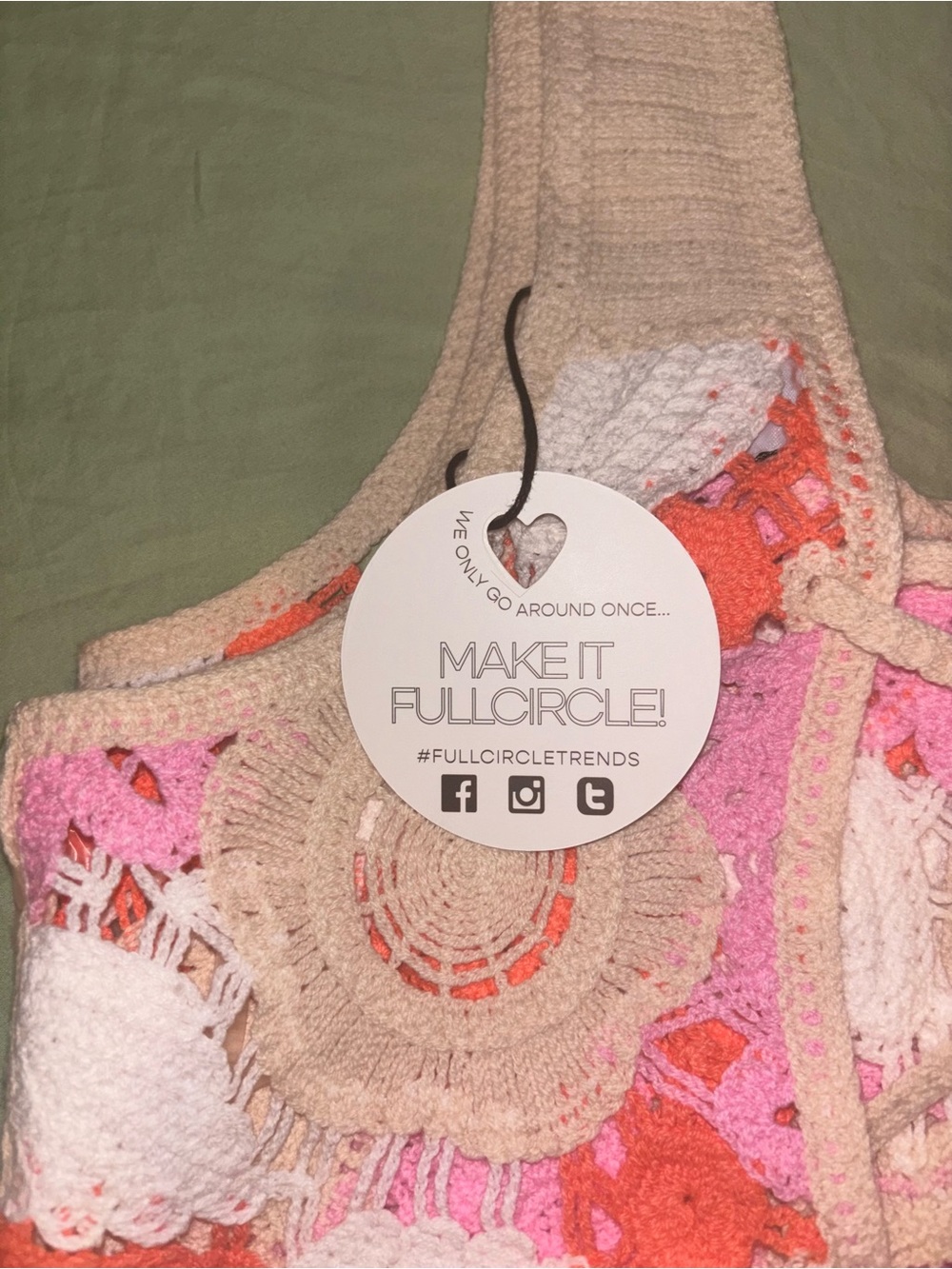 Free People Fiorella Crochet Tank in Pink Solstice Combo Size XL NWT - Picture 2 of 5